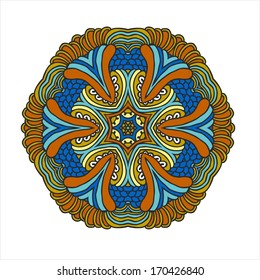 Ornamental round pattern. Colorful ornament with floral elements