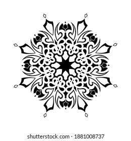 Ornamental round pattern. Element for design in eastern style. Black and white illustration. Vector.