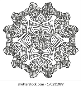 Ornamental round pattern with floral elements