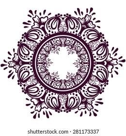 ornamental round pattern with floral elements