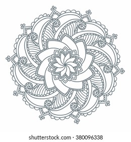 Ornamental round pattern with floral elements for smart modern coloring book for adult, shirt design, tattoo, laser cutting.