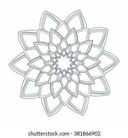 Ornamental round pattern with floral elements for smart modern coloring book for adult, shirt design or tattoo.Tribal zentangle for henna, tattoo, mehndi, mehdi. Hand-drawn zen doodle background.