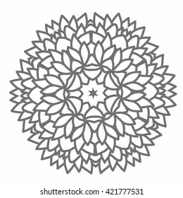 Ornamental round pattern with floral elements for smart modern coloring book for adult, shirt design or tattoo. Mandala pattern. Decoration pattern.
