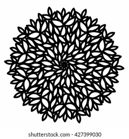 Ornamental round pattern with floral elements for smart modern coloring book for adult, shirt design, tattoo or laser cutting.