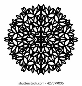 Ornamental round pattern with floral elements for smart modern coloring book for adult, shirt design, tattoo or laser cutting.