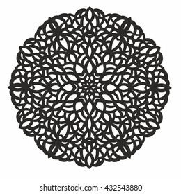 Ornamental round pattern with floral elements for smart modern coloring book for adult, shirt design, tattoo or laser cutting. Stand under a hot. Paper napkin.