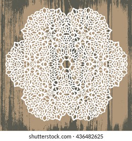 Ornamental round pattern with floral elements for smart modern coloring book for adult, shirt design, tattoo or laser cutting. Stand under a hot. Paper napkin.