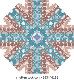 Ornamental round. Ornamental pattern for knitting and embroidery. Vector illustration. 