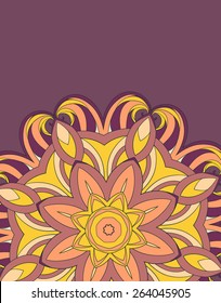 Ornamental round pattern is like mandala, vector Illustration card.