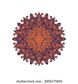 Ornamental round pattern on white background. Card template design. Vector illustration.