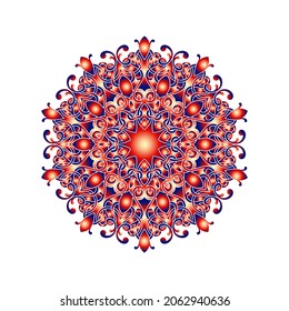 Ornamental round pattern on white background. Card template design. Vector illustration.