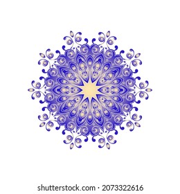 Zierendes rundes Muster auf weißem Hintergrund. Kartenvorlagendesign. Vektorgrafik.