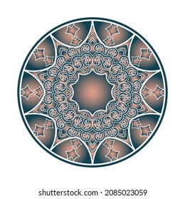 Ornamental round pattern on white background. Card template design. Vector illustration.