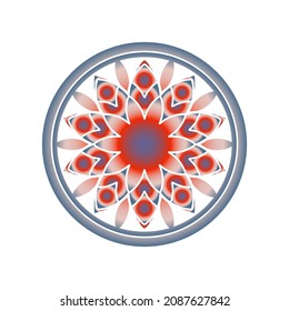 Ornamental round pattern on white background. Card template design. Vector illustration.