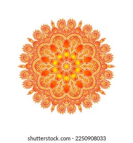 Ornamental round pattern on white background. Card template design. Vector illustration.