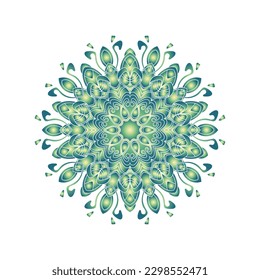 Ornamental round pattern on white background. Card template design. Vector illustration.