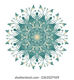Ornamental round pattern on white background. Card template design. Vector illustration.