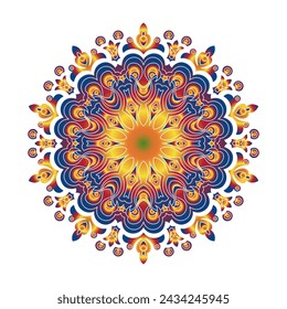 Ornamental round pattern on white background. Card template design. Vector illustration.