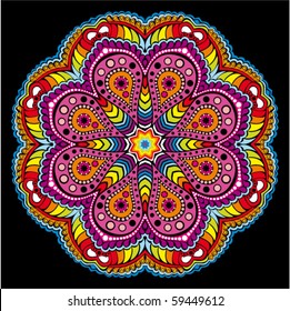 ornamental round pattern in rainbow colors