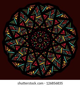 Ornamental round pattern stylized stained-glass window - vector