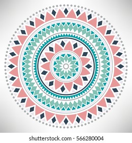Ornamental round pattern. Tribal mandala. Geometrical circle isolated on white background. Vector illustration.