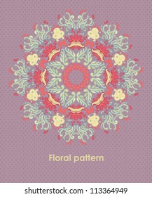 Ornamental round seamless lace pattern. warm autumn colors