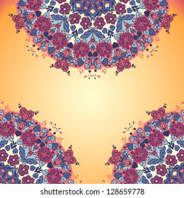 Ornamental round seamless lace pattern. Ornamental floral lace pattern. kaleidoscopic rainbow floral pattern