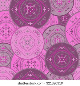 Ornamental round seamless pattern. Ethnic style. Vector colorful background. Mandala design element.