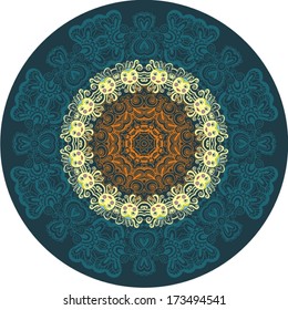 Ornamental round for sun. Vector illustration.