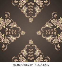 Ornamental round vintage pattern, circle background with many details.