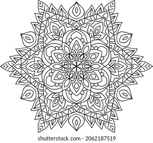 Ornamental rounded mandala zen tangle design colouring book page for adults vector illustration template Vintage, pattern, decorative, elements, Henna, Mehndi.