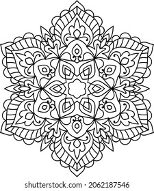 Ornamental rounded mandala zen tangle design colouring book page for adults vector illustration template Vintage, pattern, decorative, elements, Henna, Mehndi.
