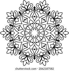 página del libro de colorear de diseño de la mancha dorada redondeada para adultos modelo de ilustración vectorial Vintage, patrón, decorativo, elementos, Henna, Mehndi.