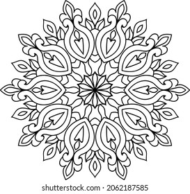 Ornamental rounded mandala zen tangle design colouring book page for adults vector illustration template Vintage, pattern, decorative, elements, Henna, Mehndi.