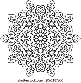 página del libro de colorear de diseño de la mancha dorada redondeada para adultos modelo de ilustración vectorial Vintage, patrón, decorativo, elementos, Henna, Mehndi.