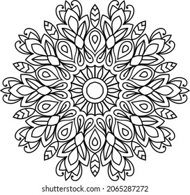 Ornamental rounded mandala zen tangle design colouring book page for adults vector illustration template Vintage, pattern, decorative, elements, Henna, Mehndi.