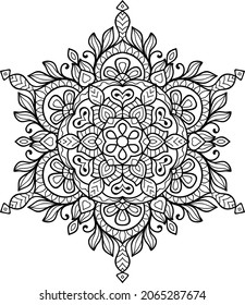 Ornamental rounded mandala zen tangle design colouring book page for adults vector illustration template Vintage, pattern, decorative, elements, Henna, Mehndi.