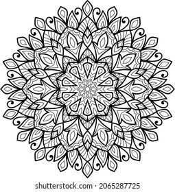 Ornamental rounded mandala zen tangle design colouring book page for adults vector illustration template Vintage, pattern, decorative, elements, Henna, Mehndi.