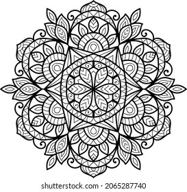 Ornamental rounded mandala zen tangle design colouring book page for adults vector illustration template Vintage, pattern, decorative, elements, Henna, Mehndi.