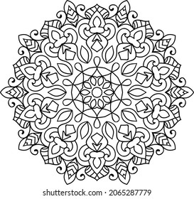 Ornamental abgerundete mandala Zen tangle Design Farbbuchseite für Erwachsene Vektorgrafik Vorlage Vintage, Muster, Dekoration, Elemente, Henna, Mehndi.