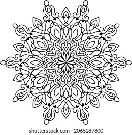 Ornamental rounded mandala zen tangle design colouring book page for adults vector illustration template Vintage, pattern, decorative, elements, Henna, Mehndi.