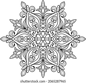 página del libro de colorear de diseño de la mancha dorada redondeada para adultos modelo de ilustración vectorial Vintage, patrón, decorativo, elementos, Henna, Mehndi.