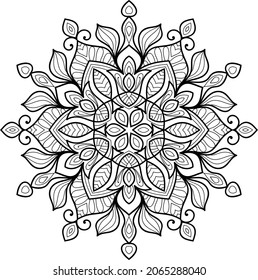 página del libro de colorear de diseño de la mancha dorada redondeada para adultos modelo de ilustración vectorial Vintage, patrón, decorativo, elementos, Henna, Mehndi.