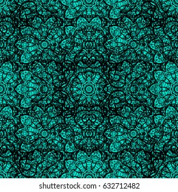 Ornamental royal luxury black baroque damask vintage. Vector ornamental pattern with antique floral medieval decorative, leaves and black pattern ornaments on blue background.
