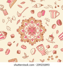 ornamental seamless background with confectionery