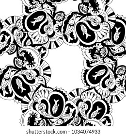 Ornamental seamless black and white pattern. 