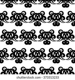 Ornamental seamless black and white pattern. Vector background for print onto fabric, wallpaper and textile. 