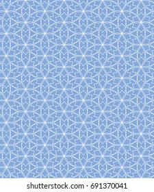 Ornamental seamless design. White lines on a light blue background. Abstract floral pattern.