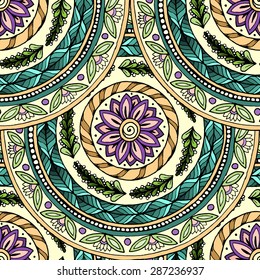 Ornamental seamless ethnic pattern. Islam, Arabic, Indian, ottoman motifs. Mandala design template can be used for wallpaper, pattern fills, textile, fabric, wrapping, surface textures for design