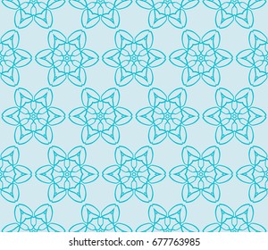 Ornamental seamless lace pattern in geometric style. Floral ornament. vector illustration. For design cloth, paper, print, textile. blue ocean water color
